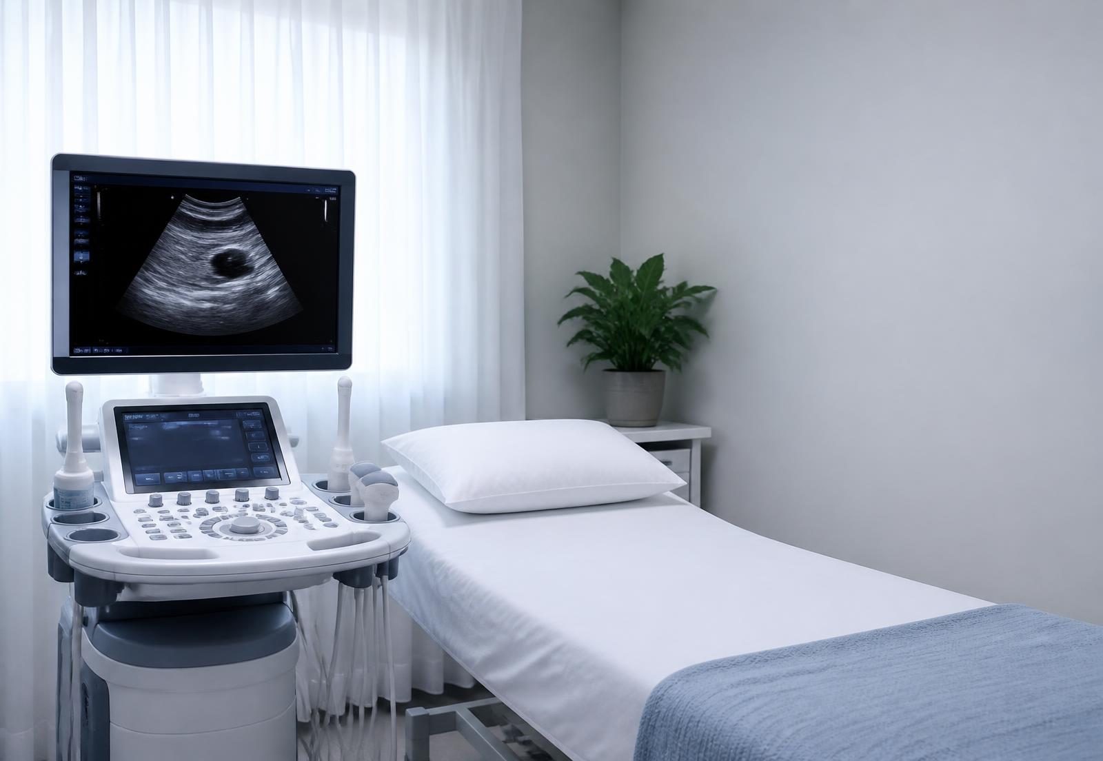 Ultrasound examination room at Athipathi Scan Centre